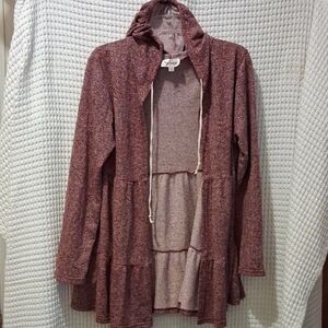 Zig Zag Maroon Hooded Cardigan Sweater SZ-1X